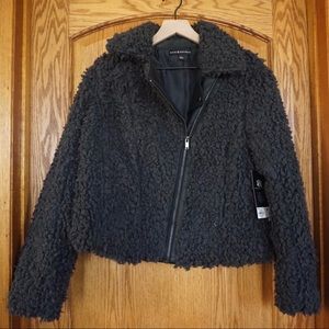 Navy Sherpa Moto Biker Jacket Large Rock &Republic